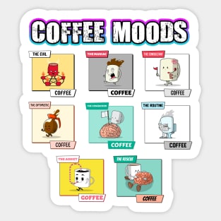 Coffee Addicts Moods Cartoon Sticker